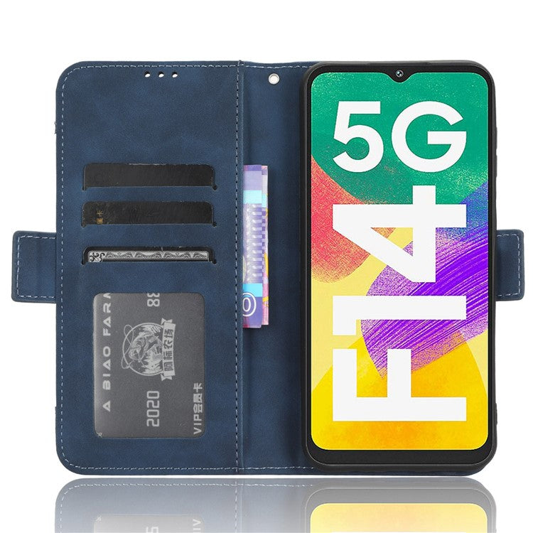 For Samsung Galaxy F14 5G Phone Case Wallet Stand Multiple Card Slots PU Leather Phone Cover - Blue