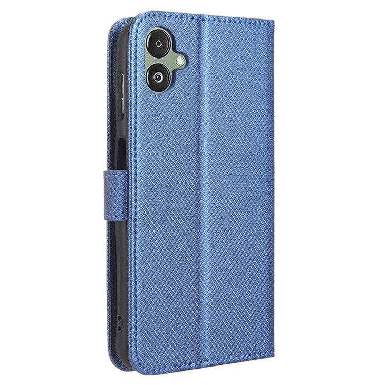 For Samsung Galaxy F14 5G Phone Case PU Leather Stand Wallet Diamond Texture Phone Cover - Blue