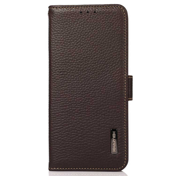 KHAZNEH For Asus ROG Phone 7 5G Wallet Case with RFID Blocking Genuine Cow Leather Stand Phone Cover - Brown