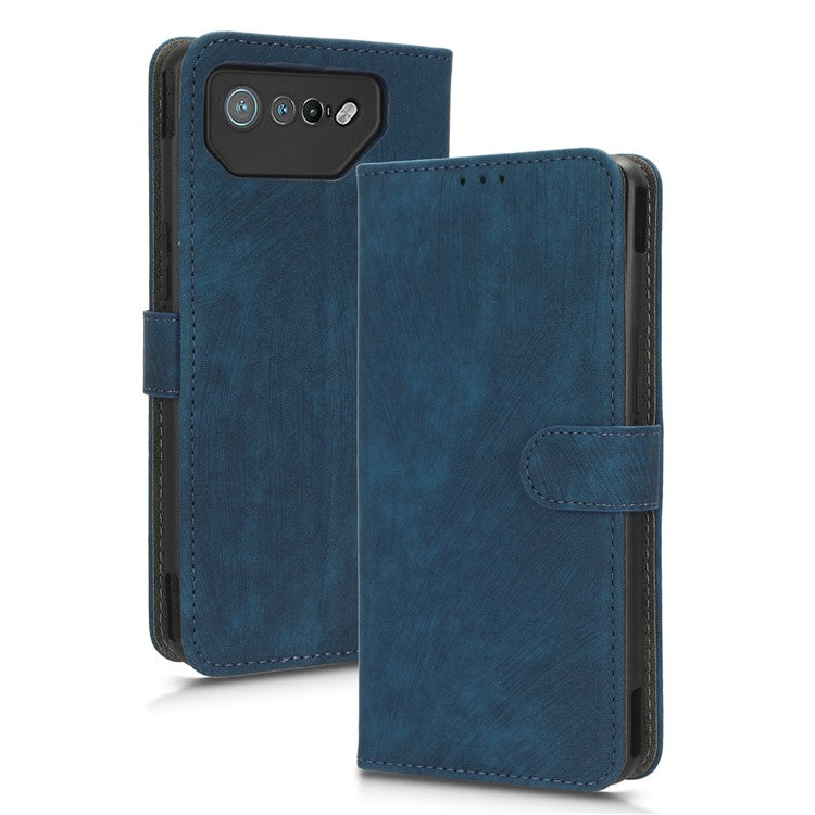 For Asus ROG Phone 7 5G Phone Wallet Case RFID Blocking Stand Phone Cover with Strap - Blue