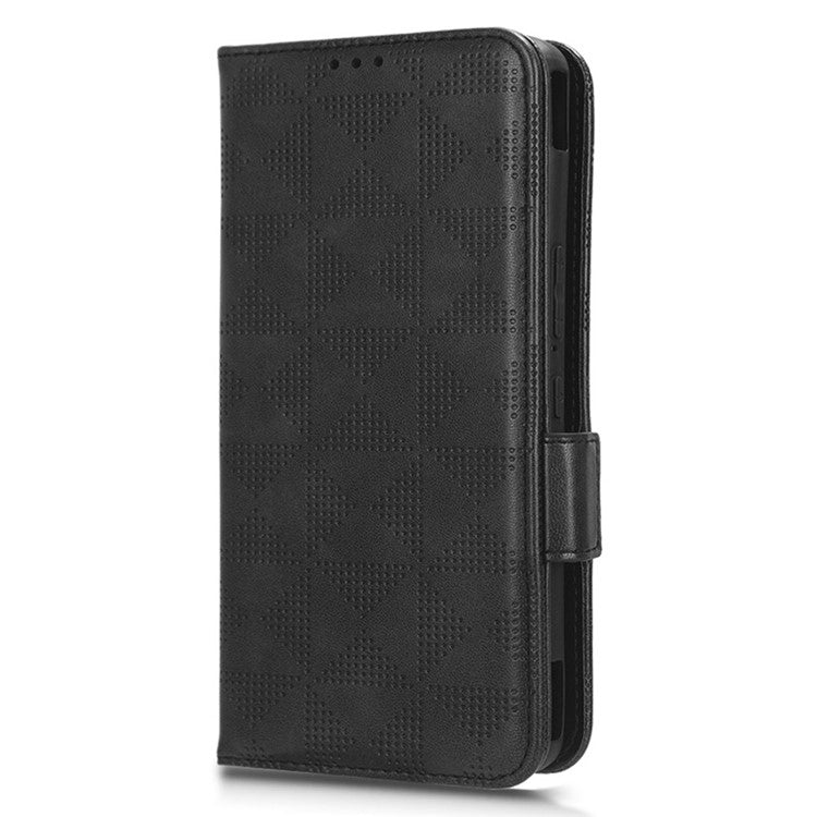 For Asus ROG Phone 7 5G Cell Phone Wallet Case PU Leather Imprinted Triangle Stand Cover - Black