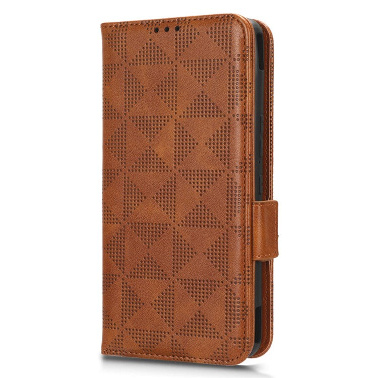 For Asus ROG Phone 7 5G Cell Phone Wallet Case PU Leather Imprinted Triangle Stand Cover - Brown