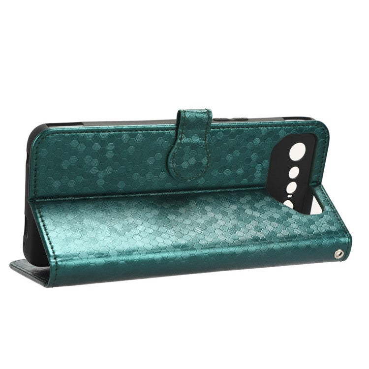 For Asus ROG Phone 7 5G Mobile Phone Wallet Case PU Leather Stand Dot Pattern Imprinted Phone Cover - Green