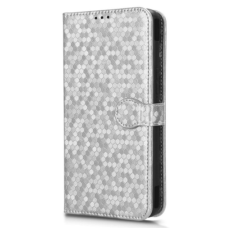 For Asus ROG Phone 7 5G Mobile Phone Wallet Case PU Leather Stand Dot Pattern Imprinted Phone Cover - Silver