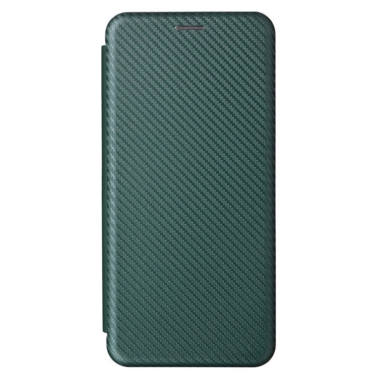 Phone Case for Samsung Galaxy F14 5G PU Leather Carbon Fiber Texture Stand Cover with Card Slot - Green