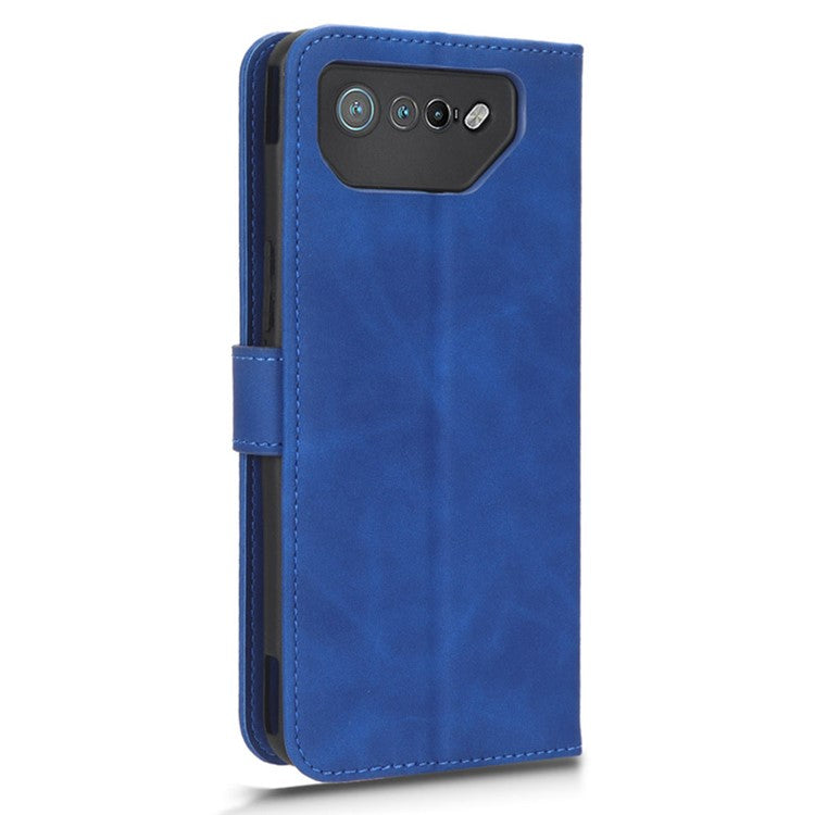 For Asus ROG Phone 7 5G / ROG Phone 7 Ultimate 5G Skin-touch Wallet Phone Case PU Leather Folding Stand  Cover - Blue