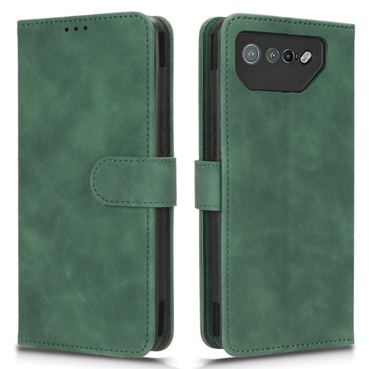 For Asus ROG Phone 7 5G / ROG Phone 7 Ultimate 5G Skin-touch Wallet Phone Case PU Leather Folding Stand  Cover - Green