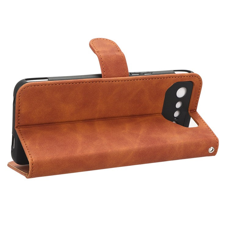 For Asus ROG Phone 7 5G / ROG Phone 7 Ultimate 5G Skin-touch Wallet Phone Case PU Leather Folding Stand  Cover - Brown