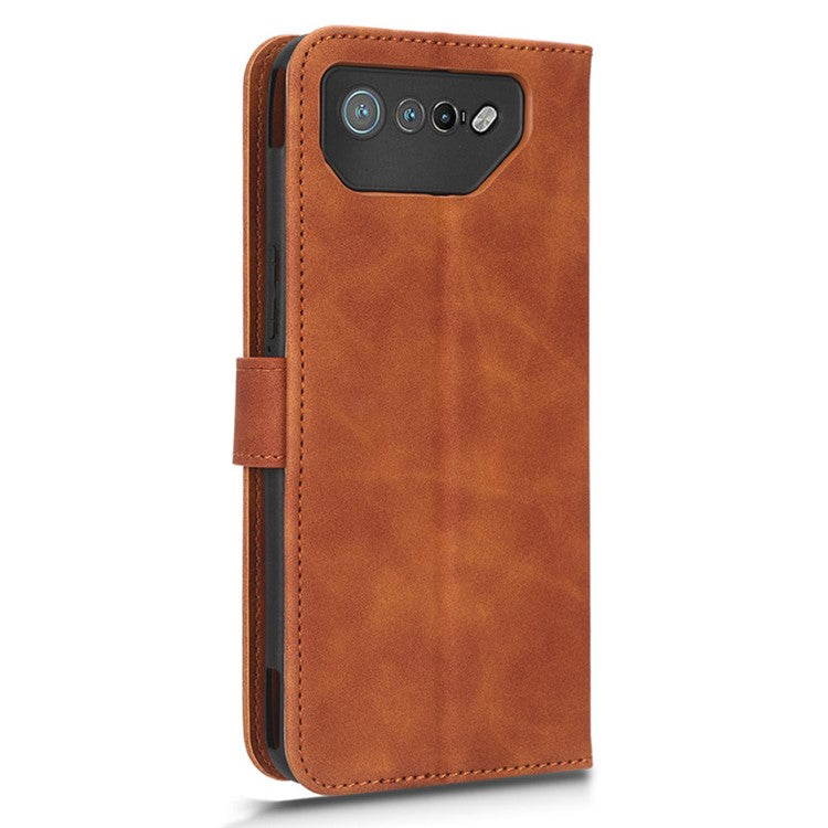 For Asus ROG Phone 7 5G / ROG Phone 7 Ultimate 5G Skin-touch Wallet Phone Case PU Leather Folding Stand  Cover - Brown