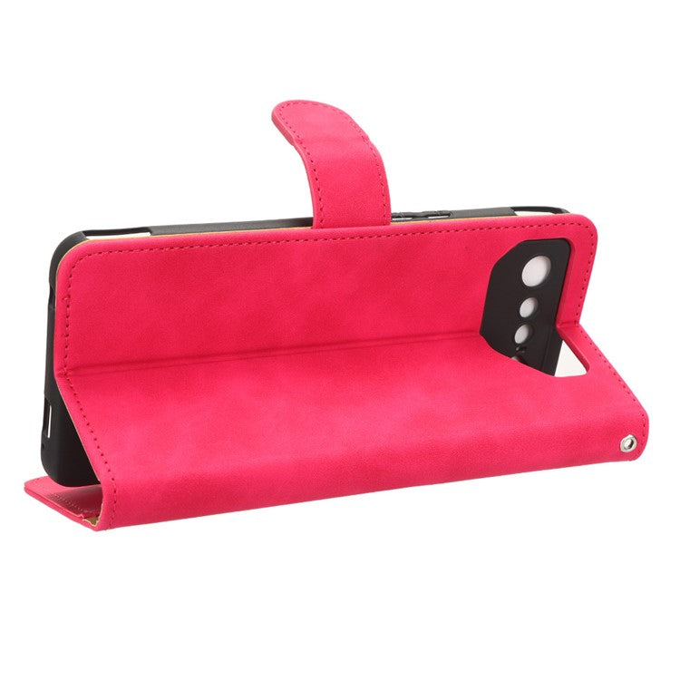 For Asus ROG Phone 7 5G / ROG Phone 7 Ultimate 5G Skin-touch Wallet Phone Case PU Leather Folding Stand  Cover - Rose
