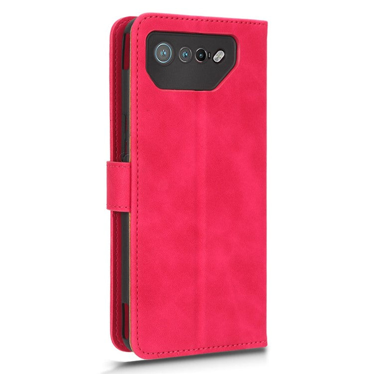 For Asus ROG Phone 7 5G / ROG Phone 7 Ultimate 5G Skin-touch Wallet Phone Case PU Leather Folding Stand  Cover - Rose
