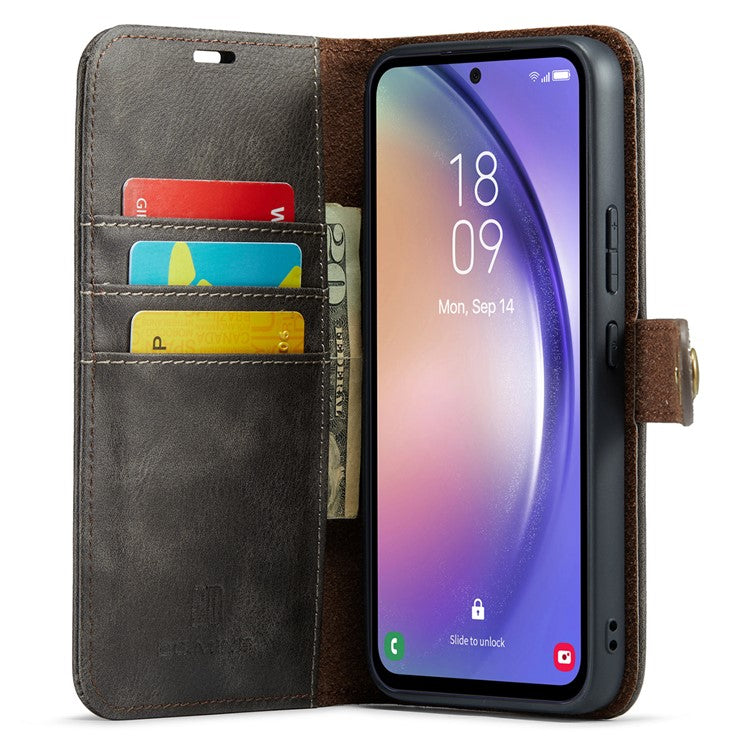 DG.MING For Samsung Galaxy A54 5G Split Leather Stand Wallet Phone Case Magnetic Detachable Protective Cover - Grey