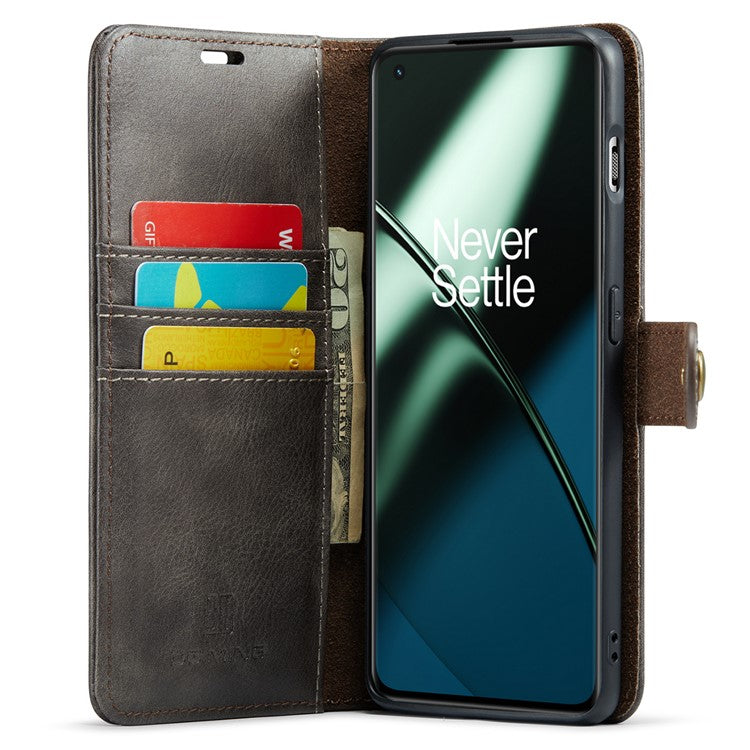 DG.MING For OnePlus 11 5G Detachable Magnetic Anti-drop Case Split Leather Wallet Stand Phone Cover - Grey