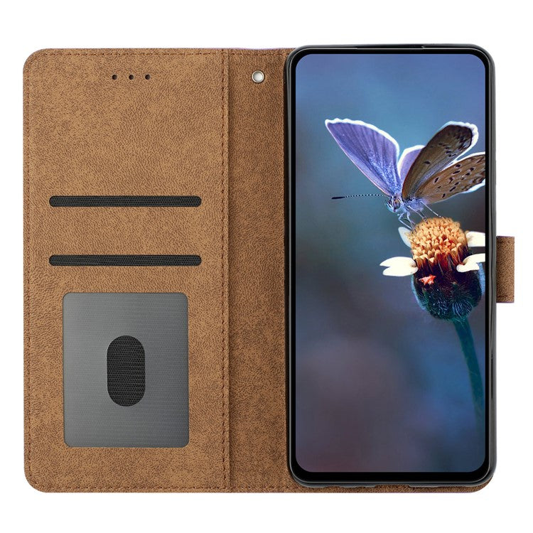 For Samsung Galaxy M32 (Global Version) 4G Butterfly Imprinted Phone Case Leather Wallet Flip Stand Cover - Brown