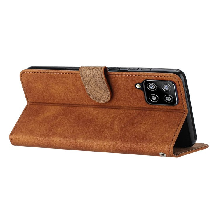 For Samsung Galaxy M32 (Global Version) 4G Butterfly Imprinted Phone Case Leather Wallet Flip Stand Cover - Brown