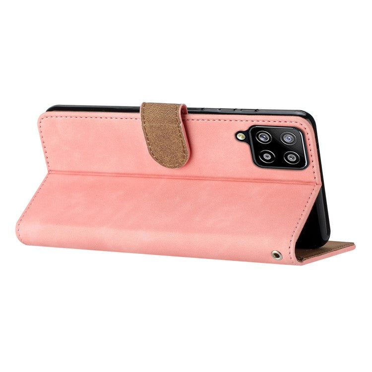 For Samsung Galaxy M32 (Global Version) 4G Butterfly Imprinted Phone Case Leather Wallet Flip Stand Cover - Pink