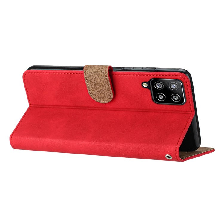 For Samsung Galaxy M32 (Global Version) 4G Butterfly Imprinted Phone Case Leather Wallet Flip Stand Cover - Red