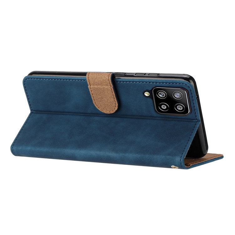 For Samsung Galaxy M32 (Global Version) 4G Butterfly Imprinted Phone Case Leather Wallet Flip Stand Cover - Blue