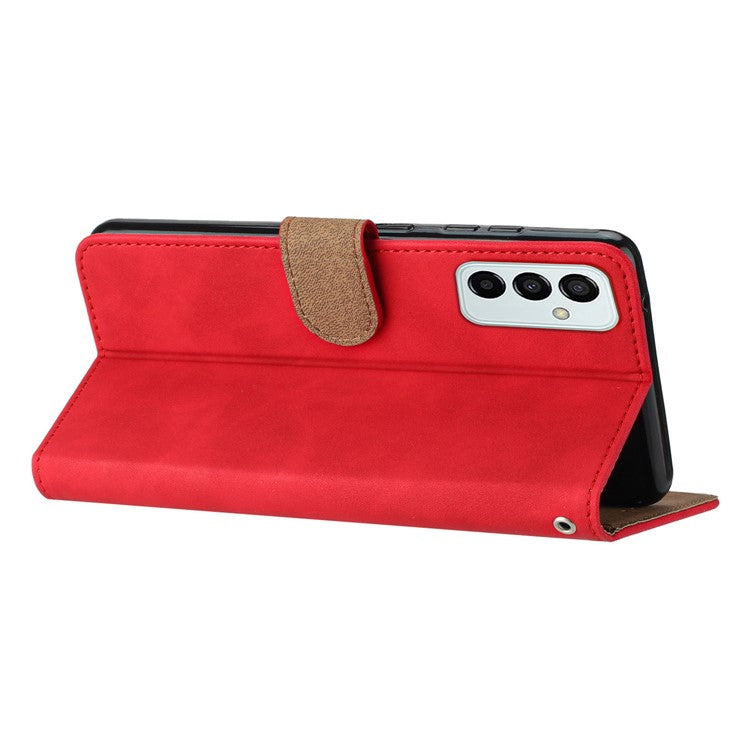 Protective Cover for Samsung Galaxy M52 5G Stand Phone Shell Butterfly Imprinted Wallet Leather Case - Red