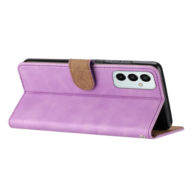 Protective Cover for Samsung Galaxy M52 5G Stand Phone Shell Butterfly Imprinted Wallet Leather Case - Purple