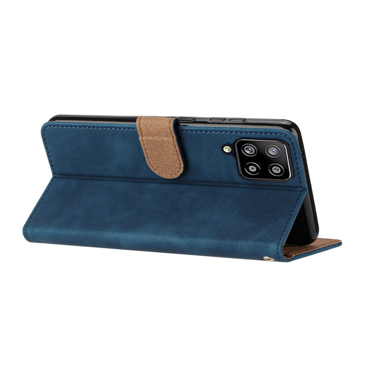 Butterfly Imprinted Phone Case for Samsung Galaxy M53 5G PU Leather Cover with Stand Wallet - Blue