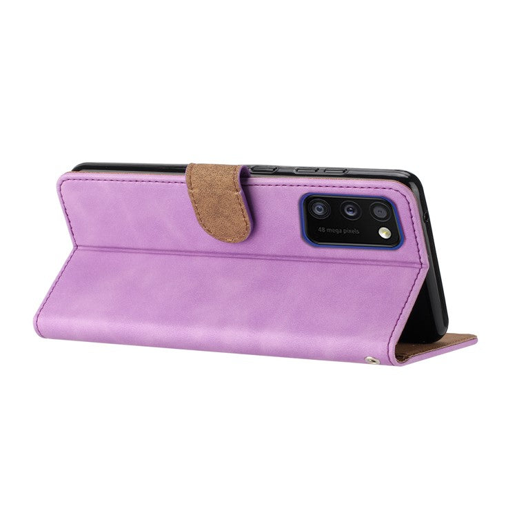 Leather Case for Samsung Galaxy A41 (Global Version) Butterfly Imprinted Phone Cover with Stand Wallet - Purple