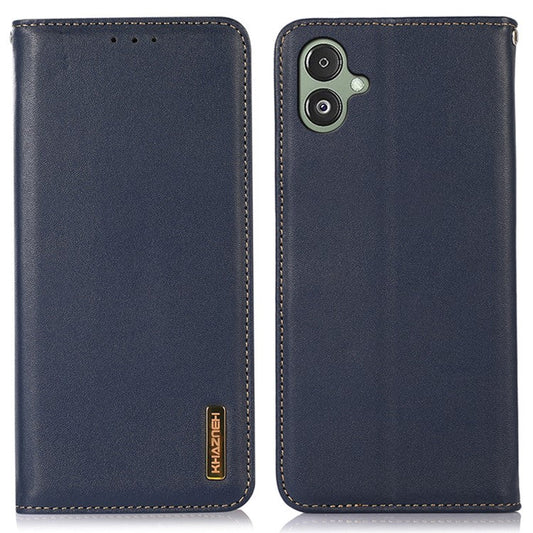 KHAZNEH For Samsung Galaxy F14 5G Stand Wallet Phone Case RFID Blocking Genuine Cowhide Leather Cover - Dark Blue