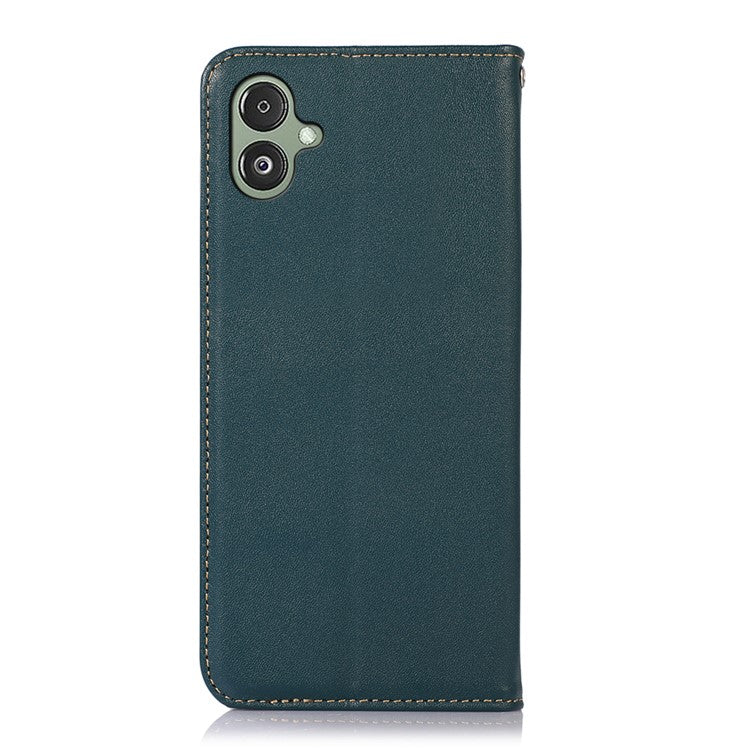 KHAZNEH For Samsung Galaxy F14 5G Stand Wallet Phone Case RFID Blocking Genuine Cowhide Leather Cover - Green