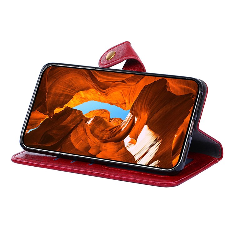 Phone Case for Oppo Find X6 Zipper Pocket Wallet Horizontal Stand PU Leather Cover with Strap - Red