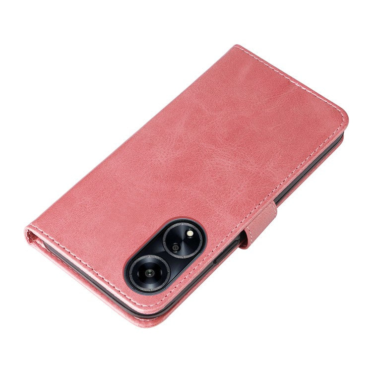 Leather Phone Case for Oppo A1 5G / A98 5G / F23 5G , Calf Texture Zipper Pocket Stand Shell Drop-proof Wallet Cover - Pink