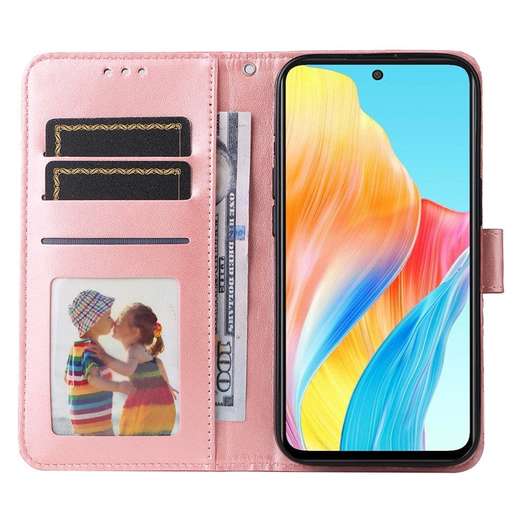 Protective Cover for Oppo A1 5G / A98 5G / F23 5G PU Leather Wallet Sunflower Imprinted Phone Flip Stand Case - Pink