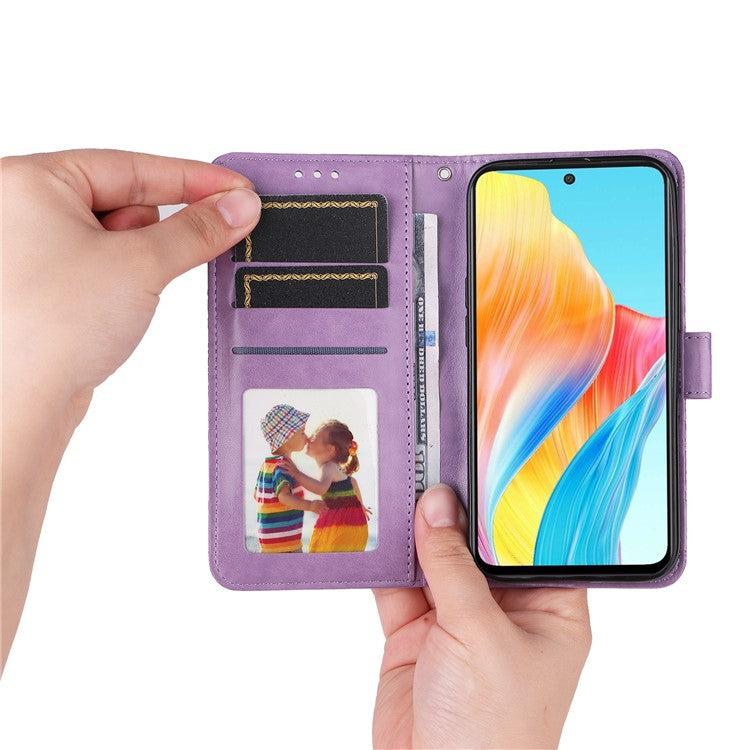 Protective Cover for Oppo A1 5G / A98 5G / F23 5G PU Leather Wallet Sunflower Imprinted Phone Flip Stand Case - Purple