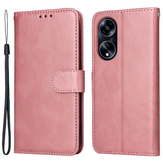 Leather Case for Oppo A1 5G / A98 5G / F23 5G Shockproof Calf Texture Wallet Stand Cell Phone Cover with Strap - Pink