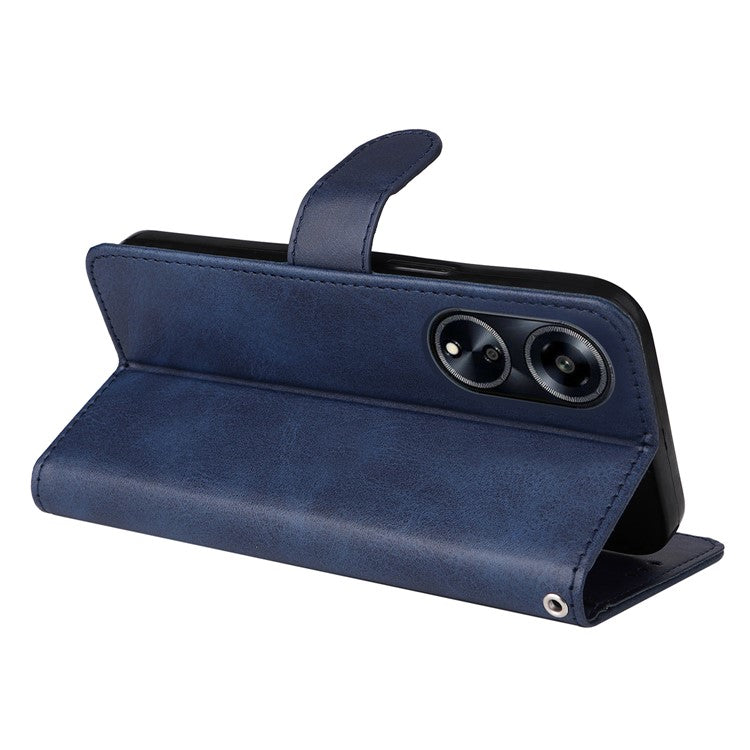 Leather Case for Oppo A1 5G / A98 5G / F23 5G Shockproof Calf Texture Wallet Stand Cell Phone Cover with Strap - Blue