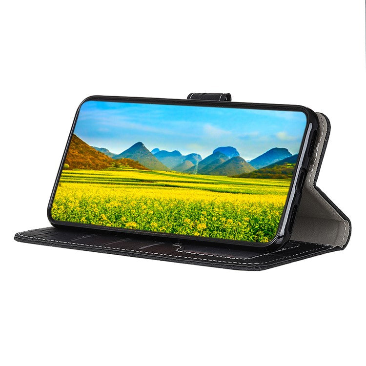 For Asus ROG Phone 7 5G Stand Wallet Phone Case Crocodile Texture PU Leather Cover - Black