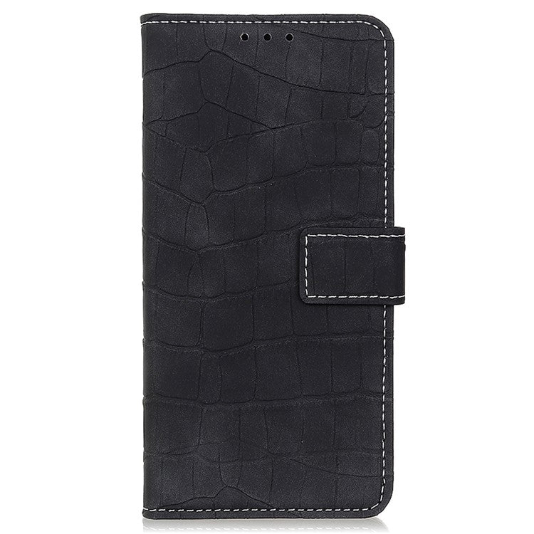 For Asus ROG Phone 7 5G Stand Wallet Phone Case Crocodile Texture PU Leather Cover - Black