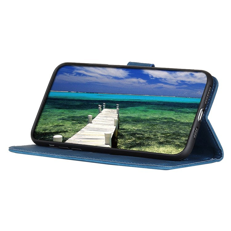 KHAZNEH For Asus ROG Phone 7 5G Retro Leather Phone Cover Stand Wallet Cell Phone Case - Blue