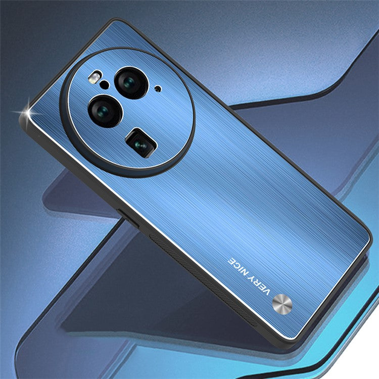 Shockproof Cover for Oppo Find X6 Pro TPU Frame Aluminium Alloy Brushed Phone Back Protector Case - Blue