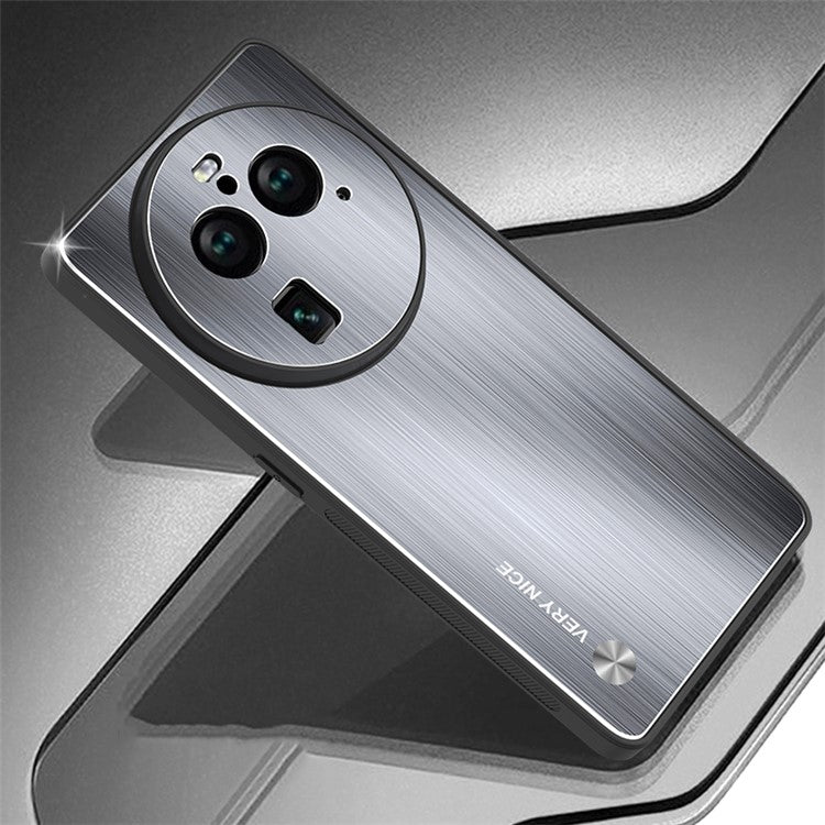 Shockproof Cover for Oppo Find X6 Pro TPU Frame Aluminium Alloy Brushed Phone Back Protector Case - Silver