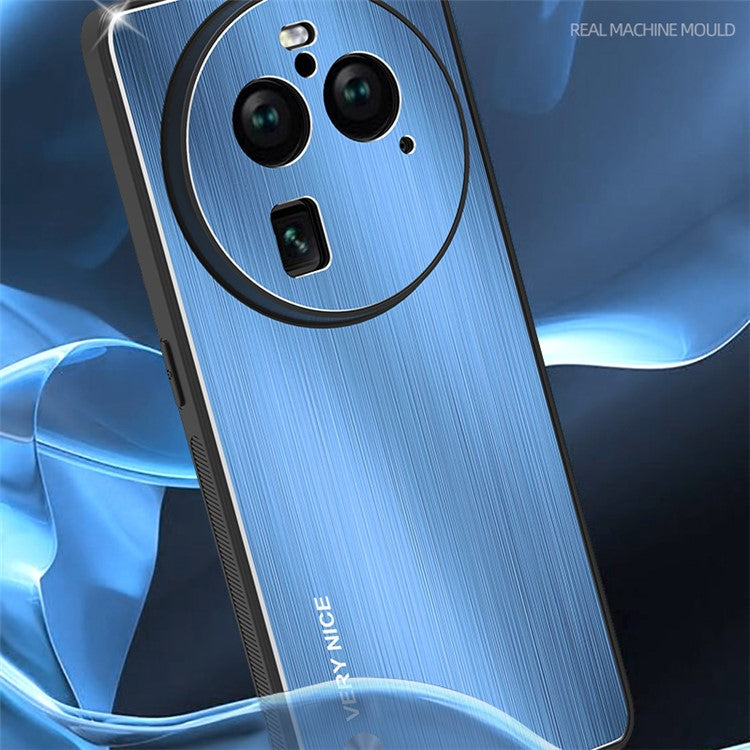 Shockproof Cover for Oppo Find X6 Pro TPU Frame Aluminium Alloy Brushed Phone Back Protector Case - Black