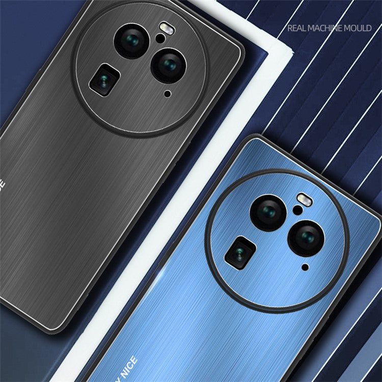 Shockproof Cover for Oppo Find X6 Pro TPU Frame Aluminium Alloy Brushed Phone Back Protector Case - Black