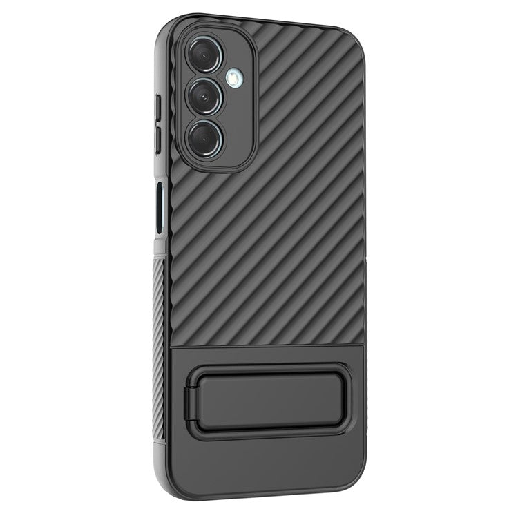 For Samsung Galaxy M14 5G Flexible TPU Phone Case Hidden Kickstand Phone Cover - Black