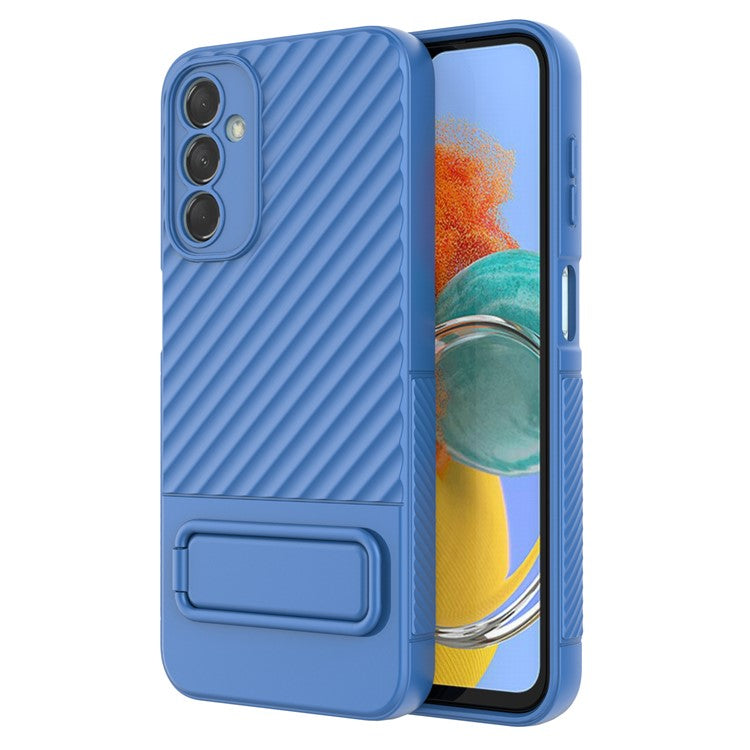 For Samsung Galaxy M14 5G Flexible TPU Phone Case Hidden Kickstand Phone Cover - Baby Blue
