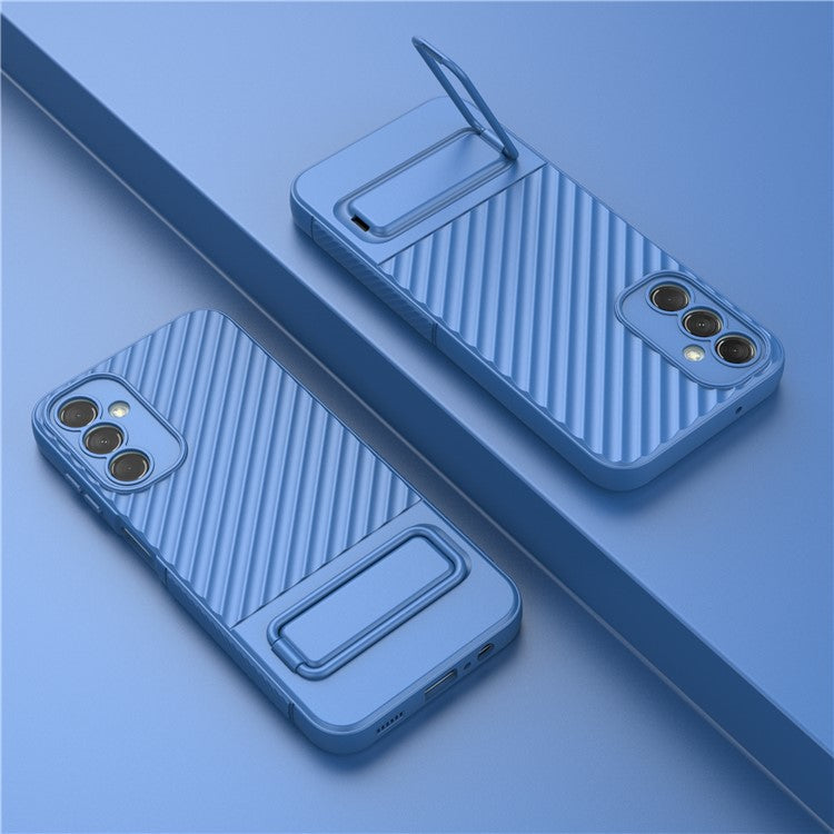 For Samsung Galaxy M14 5G Flexible TPU Phone Case Hidden Kickstand Phone Cover - Baby Blue