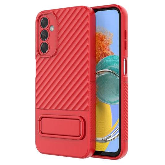 For Samsung Galaxy M14 5G Flexible TPU Phone Case Hidden Kickstand Phone Cover - Red