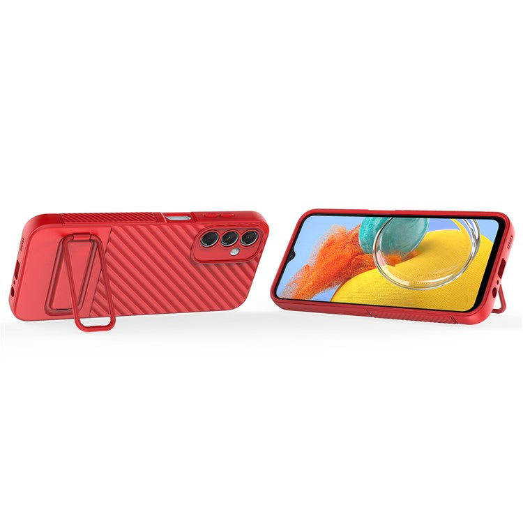 For Samsung Galaxy M14 5G Flexible TPU Phone Case Hidden Kickstand Phone Cover - Red