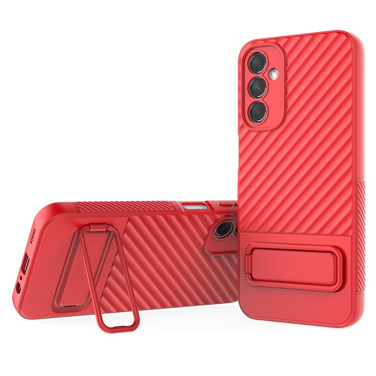For Samsung Galaxy M14 5G Flexible TPU Phone Case Hidden Kickstand Phone Cover - Red