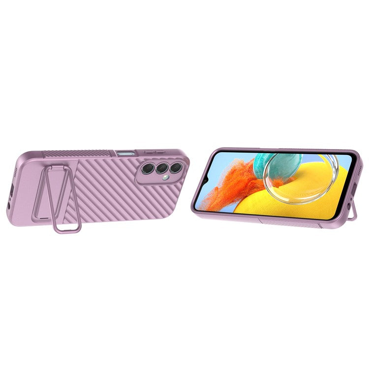 For Samsung Galaxy M14 5G Flexible TPU Phone Case Hidden Kickstand Phone Cover - Light Purple
