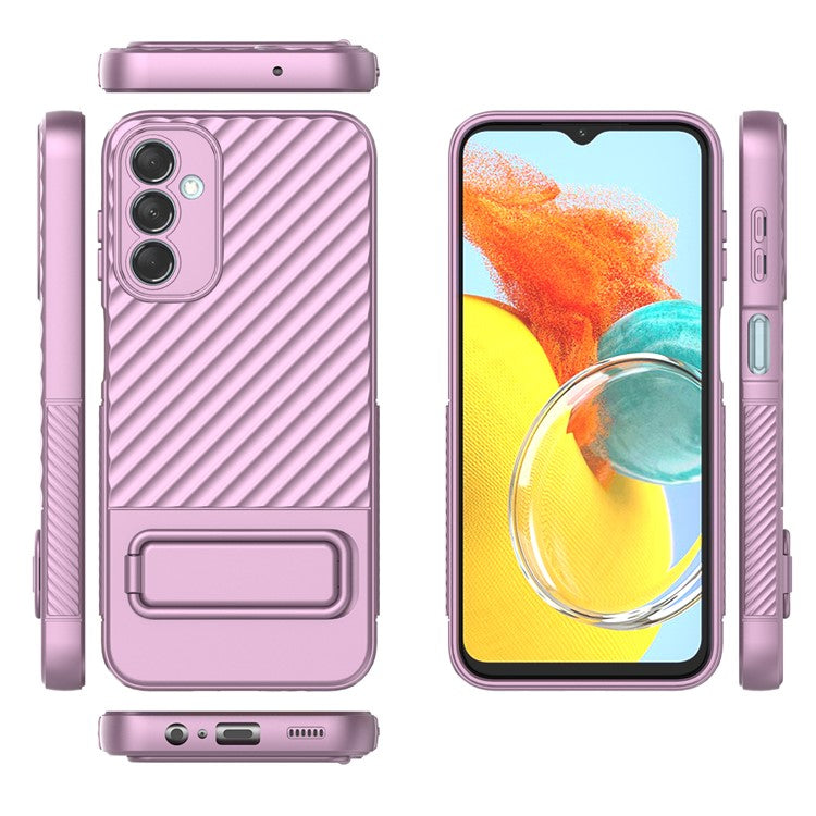 For Samsung Galaxy M14 5G Flexible TPU Phone Case Hidden Kickstand Phone Cover - Light Purple