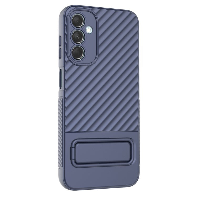 For Samsung Galaxy M14 5G Flexible TPU Phone Case Hidden Kickstand Phone Cover - Dark Blue